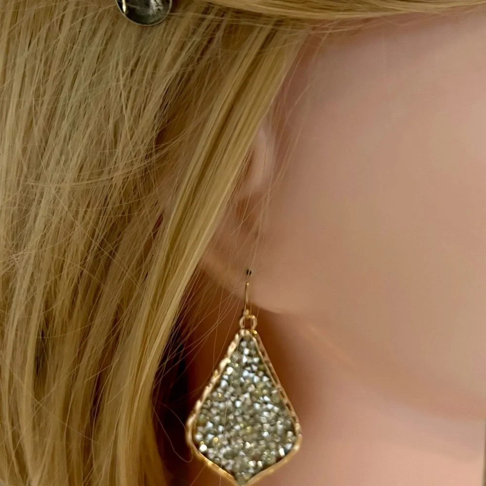 NEW Silver and Gold Glitter Dangle Earrings